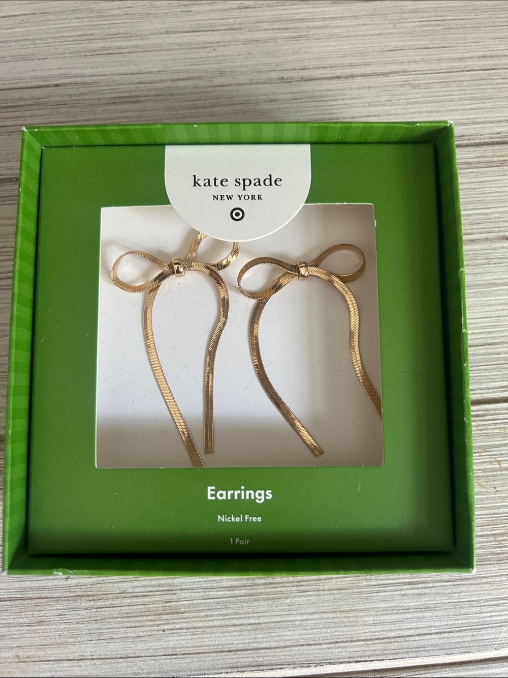 kate spade/ target Gold Ribbon Bow Drop Earrings